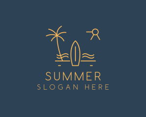 Minimalist Surfboard Island logo design