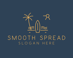 Minimalist Surfboard Island logo design