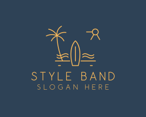 Minimalist Surfboard Island logo design