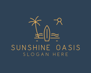 Minimalist Surfboard Island logo design