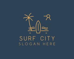 Minimalist Surfboard Island logo design