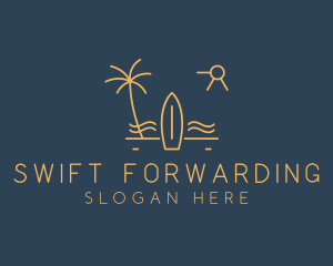 Minimalist Surfboard Island logo design