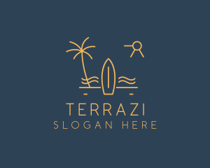 Minimalist Surfboard Island logo design