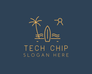 Minimalist Surfboard Island logo design