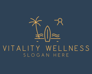 Minimalist Surfboard Island logo design