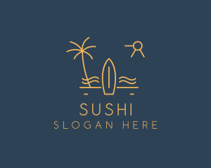 Minimalist Surfboard Island logo design