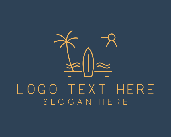 Scene - Minimalist Surfboard Island logo design
