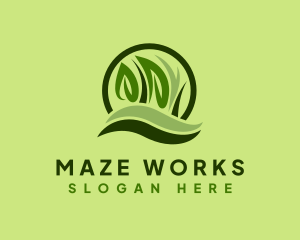 Grass Leaf Landscape logo design