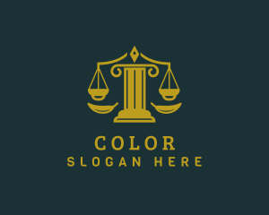 Golden - Greek Column Justice Scales logo design