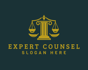 Counsel - Greek Column Justice Scales logo design