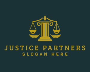 Prosecution - Greek Column Justice Scales logo design