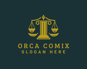 Prosecutor - Greek Column Justice Scales logo design