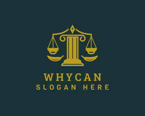 Law School - Greek Column Justice Scales logo design