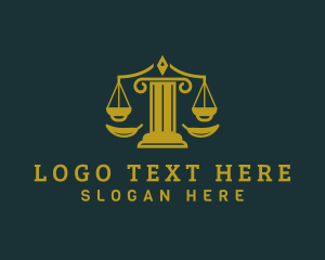 Law School - Greek Column Justice Scales logo design