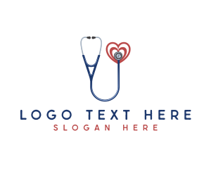 Medical - Heart Health Stethoscope logo design
