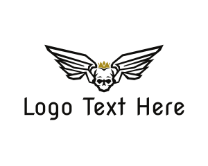 Rock N Roll - Crown Skull Wings logo design