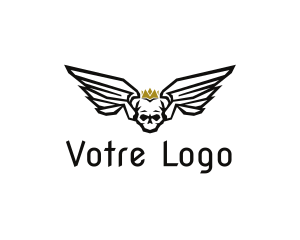 Heavy Metal - Crown Skull Wings logo design
