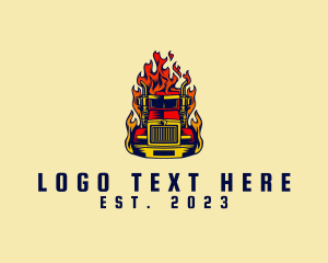 Trailer - Flaming Cargo Truck logo design