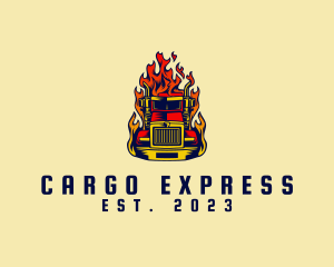 Flaming Cargo Truck logo design