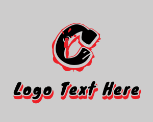 Skateboard - Splatter Graffiti Letter C logo design