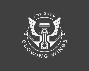 Wrench Piston Wings logo design