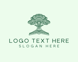 Pages - Book Tree Library logo design