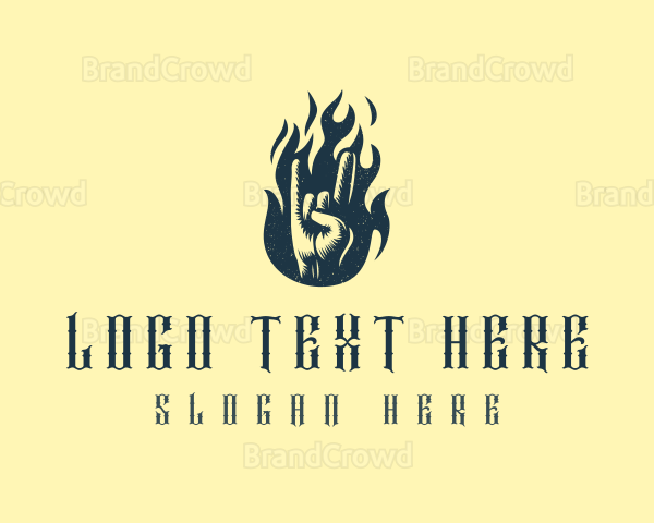 Rock Hand Flame Band Logo