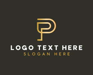 Gold - Digital Tech Marketing Letter P logo design