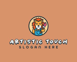 Lion Paintbrush Painter logo design