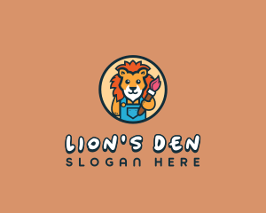 Lion Paintbrush Painter logo design