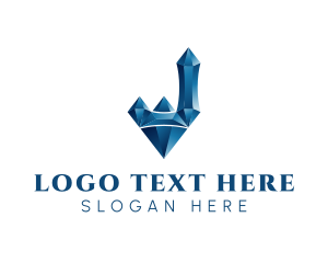 Deluxe - Blue Crystal Letter J logo design