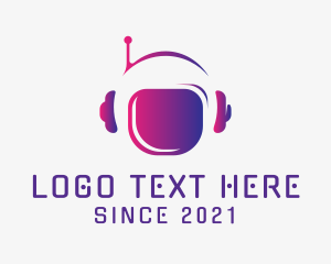 Headphones - Astronaut Headphones DJ logo design