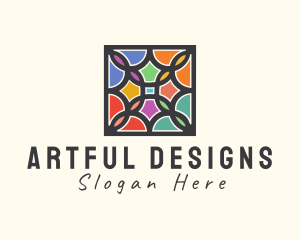 Stained Glass Art Square logo design