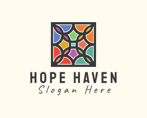 Stained Glass - Stained Glass Art Square logo design