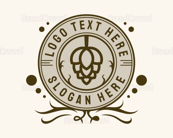 Beer Hops Bar Badge Logo