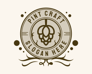 Pint - Beer Hops Bar Badge logo design