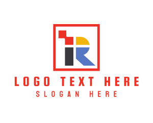 Hh - Colorful Square R logo design
