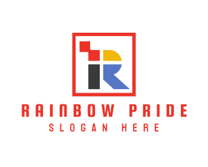 Colorful Square R logo design