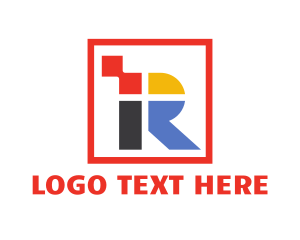 Printing Press - Colorful Square R logo design