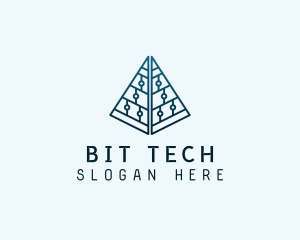 Tech Circuit Pyramid logo design