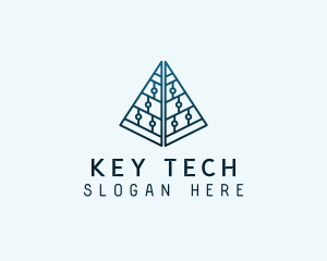 Tech Circuit Pyramid logo design