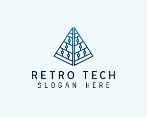 Tech Circuit Pyramid logo design