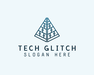 Tech Circuit Pyramid logo design