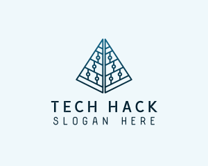 Tech Circuit Pyramid logo design