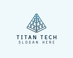 Tech Circuit Pyramid logo design