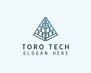 Tech Circuit Pyramid logo design