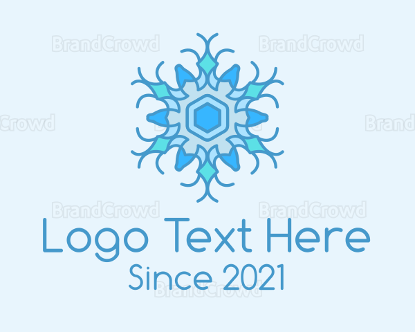 Blue Frozen Snowflake Logo