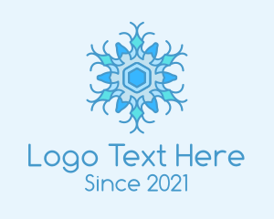 Stained Glass - Blue Frozen Snowflake logo design