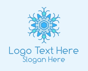 Blue Frozen Snowflake Logo