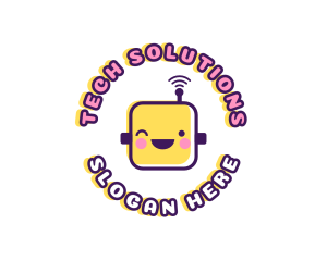 Tech Robot Wink logo design